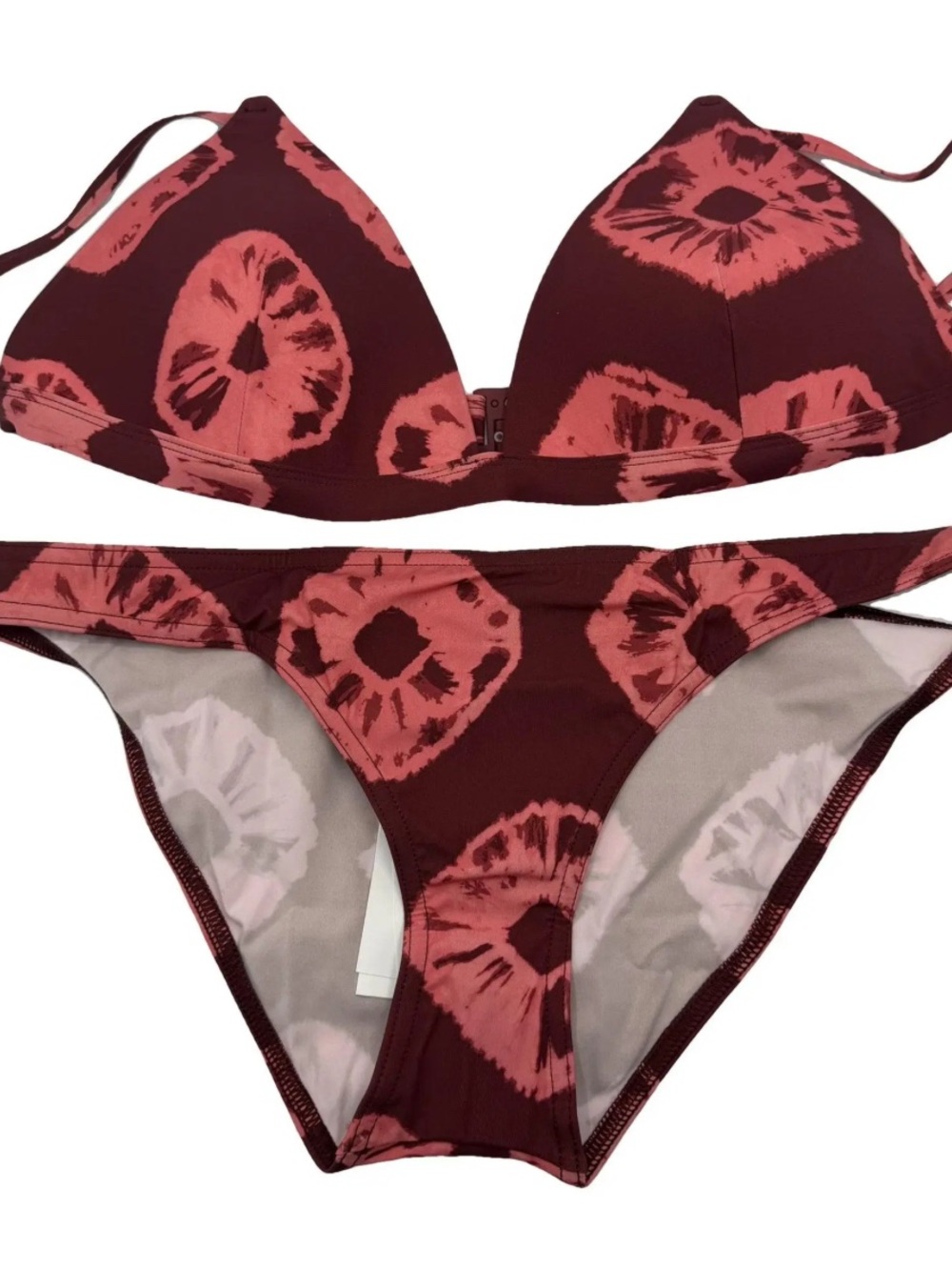 Zimmermann NWT SIZE 3Maroon & Coral Tie-Dye Two-Piece Bikini Set sand dollar